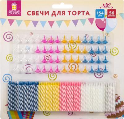 Набор свечей для торта 154 шт., 5.7 см, 56 держателей, в блистере, 591448