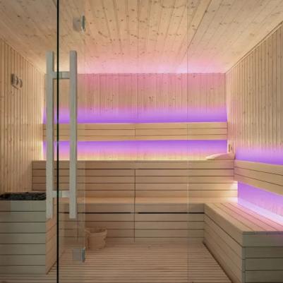 Светодиодная лента для бани и сауны 5м, 24В, 14,4Вт/м, smd2835, 120д/м, IP68, фиол