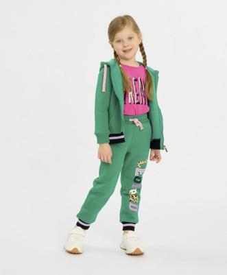 Толстовка на молнии с капюшоном и карманами зеленая 222BBGMC16054800 р.104 – фото 5