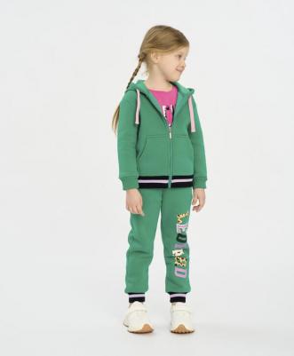 Толстовка на молнии с капюшоном и карманами зеленая 222BBGMC16054800 р.104 – фото 6