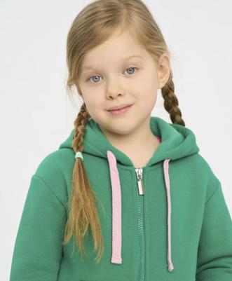 Толстовка на молнии с капюшоном и карманами зеленая 222BBGMC16054800 р.116 – фото 2