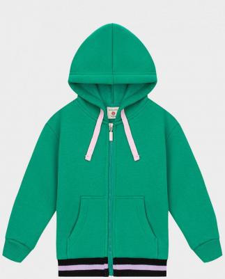 Толстовка на молнии с капюшоном и карманами зеленая 222BBGMC16054800 р.98 – фото 4