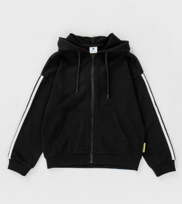 Толстовка на молнии со спущенной линией плеча черная (164) – фото 1