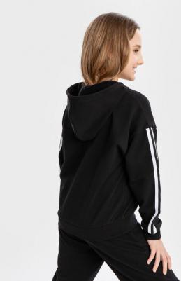 Толстовка на молнии со спущенной линией плеча черная (164) – фото 3