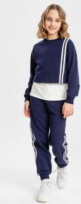 Толстовка нераспашная с лампасами синяя (164) – фото 5