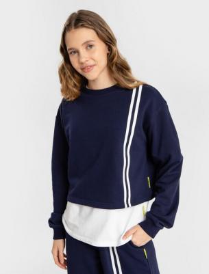 Толстовка нераспашная с лампасами синяя (170) – фото 3