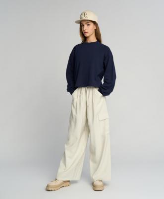 Толстовка нераспашная укороченная синяя (128) – фото 2