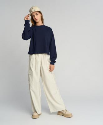 Толстовка нераспашная укороченная синяя (128) – фото 4