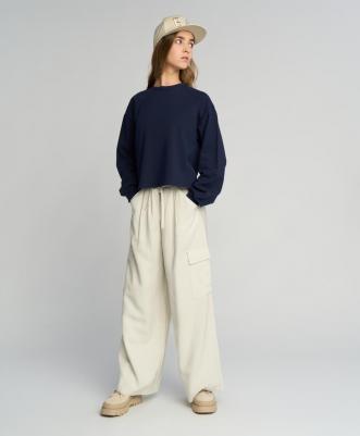 Толстовка нераспашная укороченная синяя (128)