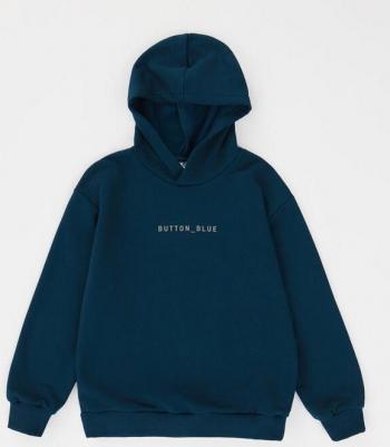 Толстовка с капюшоном и принтом синяя детская, 164, 224BBBB1608 – фото 2