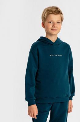 Толстовка с капюшоном и принтом синяя детская, 164, 224BBBB1608 – фото 4