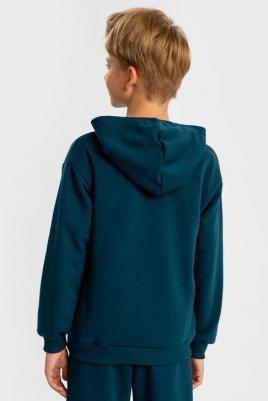 Толстовка с капюшоном и принтом синяя детская, 164, 224BBBB1608 – фото 5