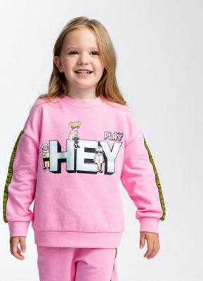 Толстовка с лампасами и принтом розовая (104) – фото 3