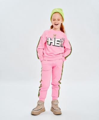 Толстовка с лампасами и принтом розовая (104) – фото 11