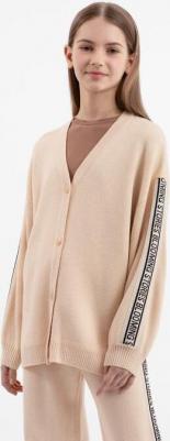 Кардиган оверсайз вязаный тёплый бежевый для девочки, 158, 22408GJC3501