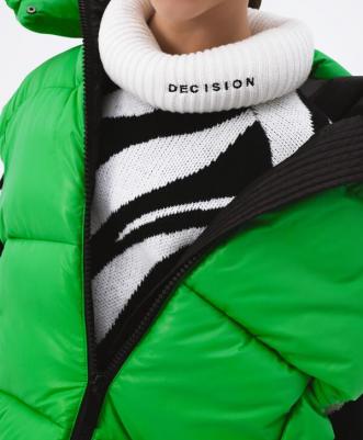 Свитер вязаный тёплый с объёмной горловиной чёрно-белый, 158, 22409GJC3301 – фото 6