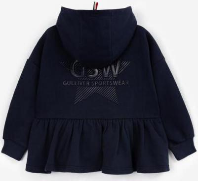 Толстовка распашная с баской синяя для девочки, 122, 22403GMC1607 – фото 4