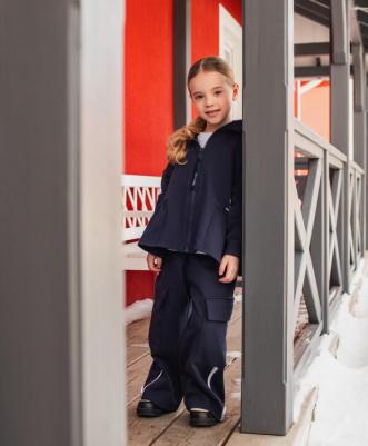 Толстовка распашная с баской синяя для девочки, 122, 22403GMC1607