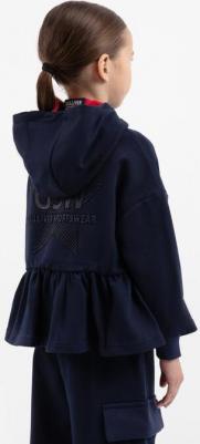 Толстовка распашная с баской синяя для девочки, 122, 22403GMC1607 – фото 6