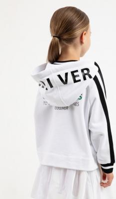 Толстовка распашная с отделкой белая для девочки (98) – фото 1