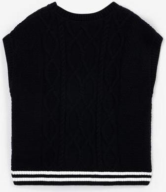 Жилет объёмный вязаный с косами синий для девочки (140) – фото 4