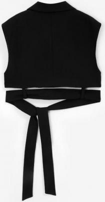 Жилет укороченный со съёмным поясом чёрный для девочки, 146, 224GSGJC4701 – фото 2