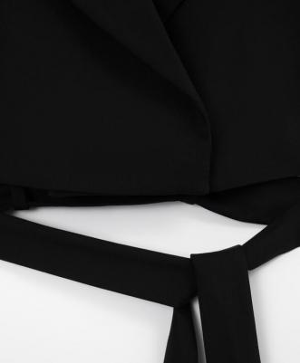 Жилет укороченный со съёмным поясом чёрный для девочки, 146, 224GSGJC4701 – фото 4