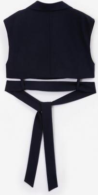 Жилет укороченный со съёмным поясом синий для девочки, 152, 224GSGJC4702 – фото 1