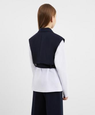 Жилет укороченный со съёмным поясом синий для девочки, 152, 224GSGJC4702 – фото 5