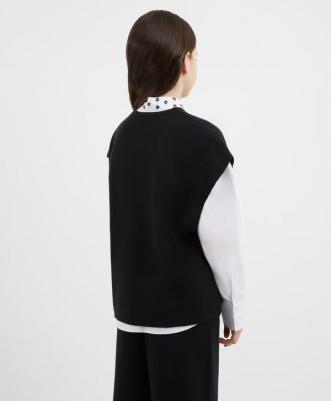 Жилет вязаный прямой свободной формы со спущенным плечом черный для девочки 4630057419201 – фото 2