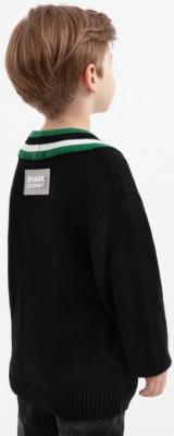 Кардиган оверсайз с контрастной отделкой чёрный для мальчика, 104, 22404BMC3501 – фото 2