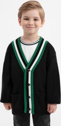 Кардиган оверсайз с контрастной отделкой чёрный для мальчика, 110, 22404BMC3501