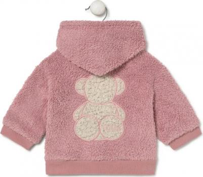 Детская толстовка с капюшоном из мягкого короткого ворса на молнии, розовый – фото 3