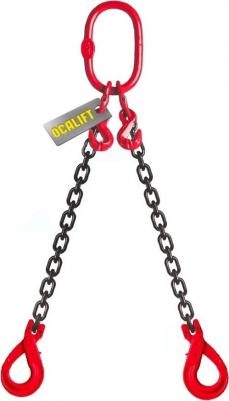 Цепной строп 2СЦ 2,12т 3,5м с самозакрывающимися крюками и укоротителями двухветвевой цепь глазированная 7x21 T8 G80 2sc2120t35shf