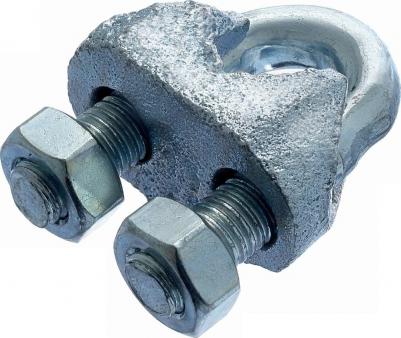 Зажимы DIN 741 применяются для соединения тросов между собой, а также для изготовления петель на концах троса. Размер определяется по диаметру