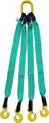 Строп текстильный четырехветвевой 4СТ изготавливается из плоской полиэстеровой ленты с петлевыми окончаниями с использованием подъемного 4687206260894