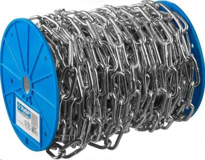 Цепь "ПРОФЕССИОНАЛ" длиннозвенная, DIN 763, оцинкованная сталь, d=2мм L=200м – фото 2