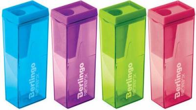 Точилка пластиковая "NeonBox", 1 отверстие, контейнер, ассорти