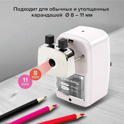 Точилка механическая "METALLIC-X", для ч/гр и цветных карандашей, крепление, металлический корпус, 228481 – фото 12
