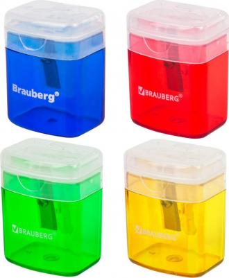 Точилка "OfficeBox", с контейнером и крышкой, прямоугольная, в упаковке с подвесом, ассорти, 222494