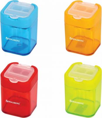 Точилка "Peak" с контейнером, пластиковая, прямоугольная, 2 отверстия, цвет ассорти, 226945