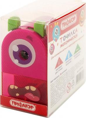 Точилка механическая "Монстрик", корпус розовый, для чернографитных и цветных карандашей, 229716 – фото 2