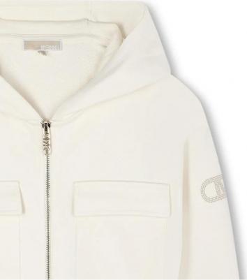 Хлопковая толстовка для девочки, кремовый – фото 4