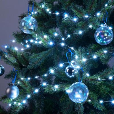 Новогодняя гирлянда нить роса 400-009 холодный белый с 8 режимами работы 10 М – фото 5