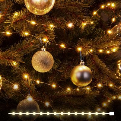 Новогодняя гирлянда нить "роса" 400-009 теплый белый с 8 режимами работы 10 М – фото 4