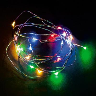 Гирлянда линейная Роса, 20 LED 2м, мульти, батарейки 2*АА, IP 20, шнур 0,5м,CL570, цена за 1 шт – фото 1