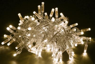 LIGHTING Гирлянда нить 10м 100 светодиодов теплый белый свет IP44 прозрачный шнур 3м 230В контроллер 8 сцен, цена за 1 шт