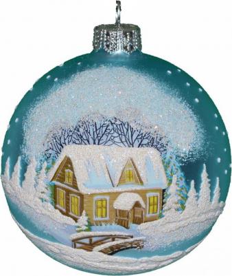 Шар на ель Пейзаж 1 шт. синий – фото 2