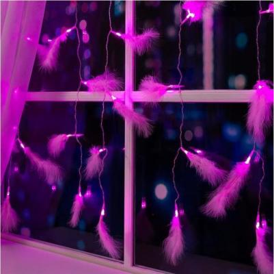 Гирлянда Занавес 3x1.4м Перья, IP20, прозр. нить, 80LED, свечение розовое, 8 режимов, 220В – фото 3