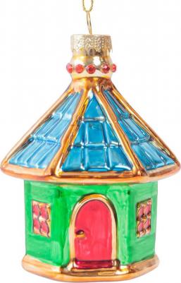 Ёлочная игрушка стекло разноцветная (высота 11 см)